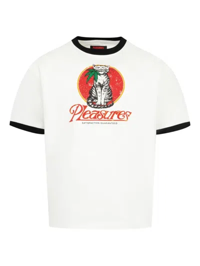Pleasures Cat Heavyweight Ringer Graphic Print T-shirt In White