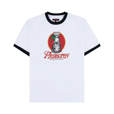 Pre-owned Pleasures Cat Heavyweight Ringer 'white'