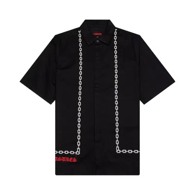 Pre-owned Pleasures Chain Button Up Shirt 'black' | Men's Size M