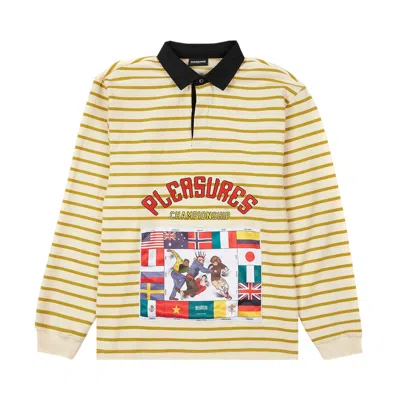 Pre-owned Pleasures Championship Rugby Long-sleeve 'tan' | Yellow | Men's Size S