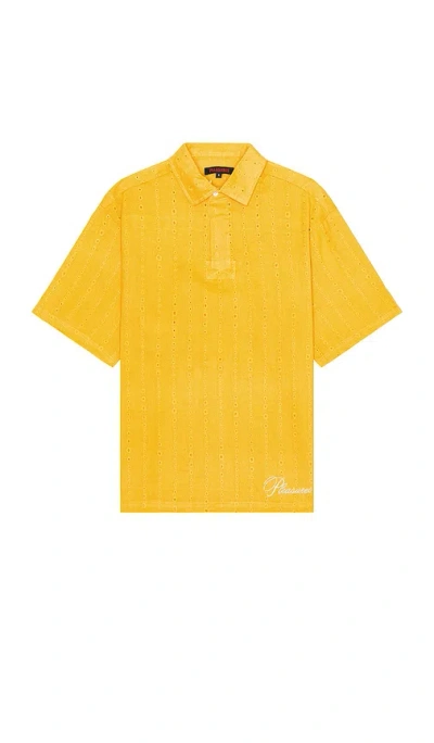 Pleasures Clarity Woven Polo In Yellow