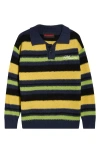 Pleasures Cooper Stripe Long Sleeve Polo Sweater In Multi
