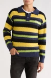 Pleasures Cooper Stripe Long Sleeve Polo Sweater In Multi