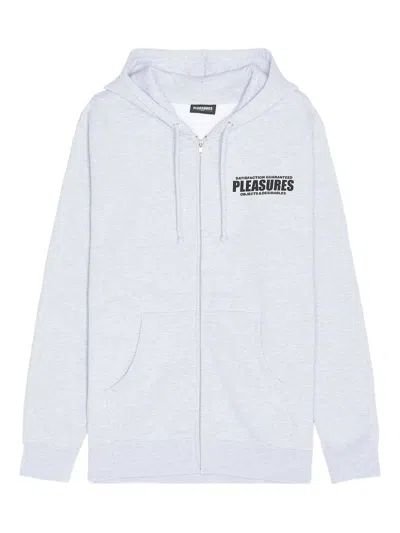 Pleasures Staff Zip Graphic Hoodie In Heather Grey