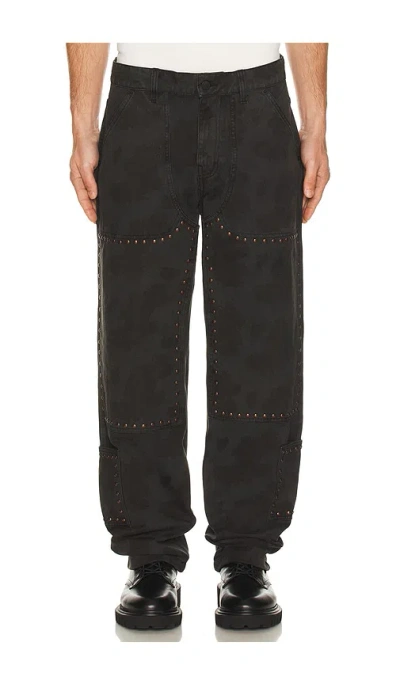 Pleasures Cowhide Double Knee Work Pant In Black