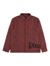 Pleasures Cross-print "white" Overshirt In Red