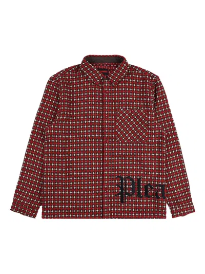 Pleasures Cross-print "white" Overshirt In Red