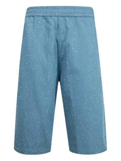 Pleasures Crystal-embellished Shorts In Blue