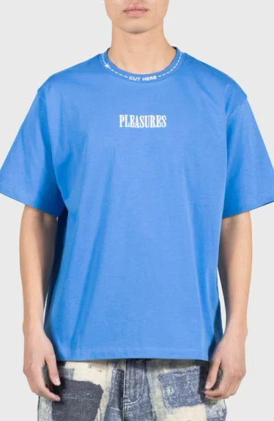 Pleasures Cut Here Graphic T-shirt In Blue