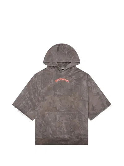 Pleasures Cut-off Camo Hoodie In Gray