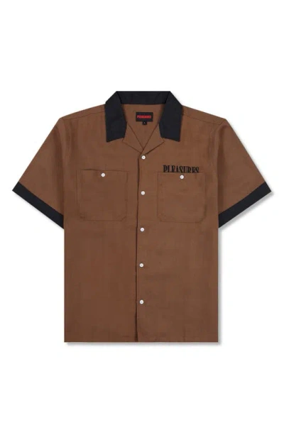 Pleasures Daisy Camp Shirt In Brown
