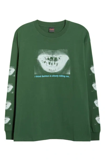 Pleasures Decay Graphic Print Long Sleeve T-shirt In Metallic