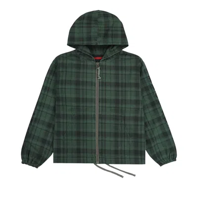Pre-owned Pleasures Dedicate Plaid Zip Poncho Hoodie 'green' | Men's Size M