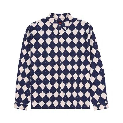 Pre-owned Pleasures Diamond Button Down 'navy' | Blue | Men's Size M