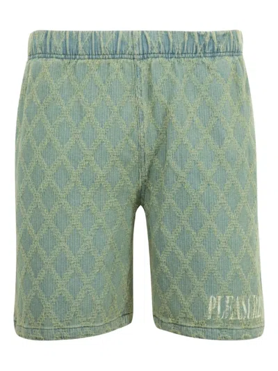 Pleasures Diamond-jacquard Shorts In Green