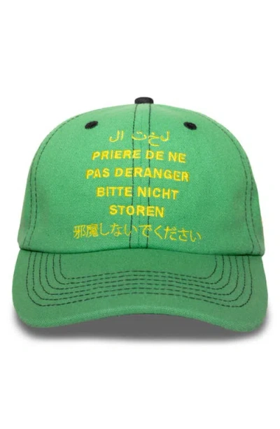 Pleasures Disturb Cotton Twill Baseball Cap In Green