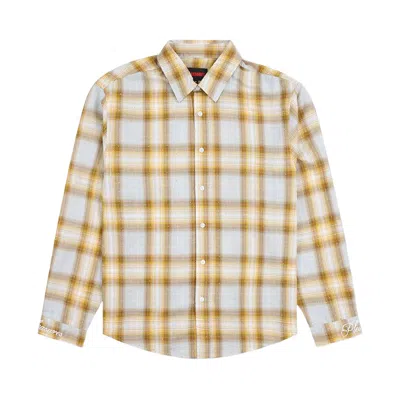 Pre-owned Pleasures Dizzle Button Up 'dijon' | Yellow | Men's Size M