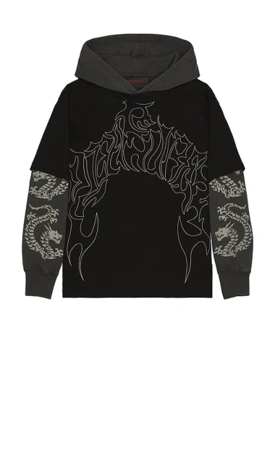 Pleasures Dragon Layered Hoodie In Black