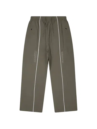 Pleasures Drawstring Stripe Trousers In Green