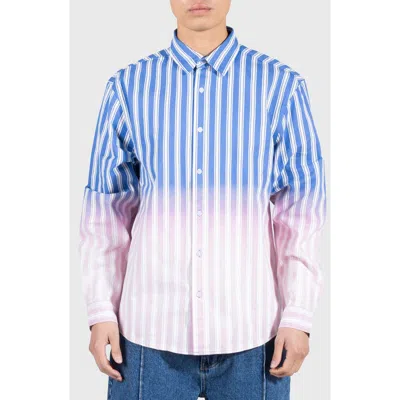 PLEASURES PLEASURES FADE STRIPE OMBRÉ BUTTON-UP SHIRT