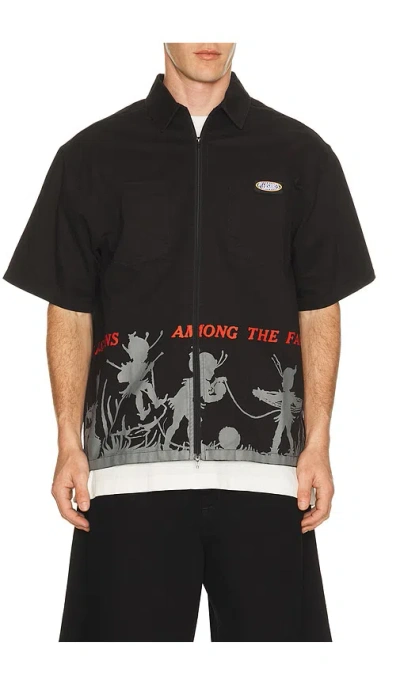 Pleasures Fairies Zip Shirt In Black