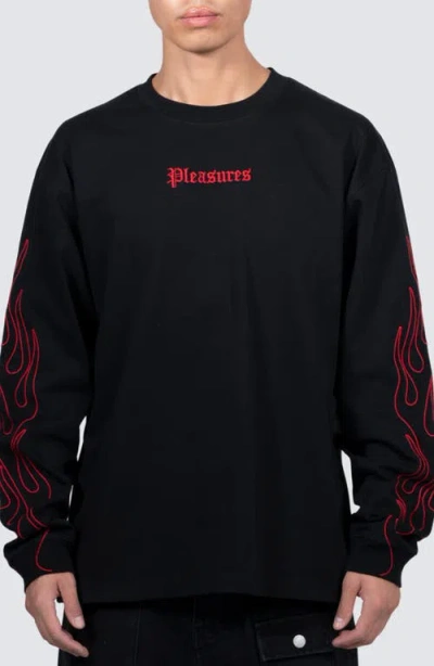 Pleasures Fiery Heavyweight Long Sleeve T-shirt In Black