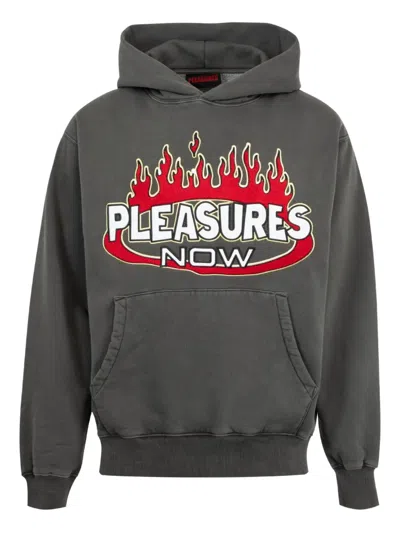 Pleasures Flame-print Hoodie In Gray