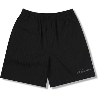 Pleasures Fortunate Textured Stripe Active Shorts In Black