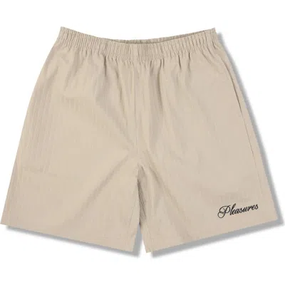 Pleasures Fortunate Textured Stripe Active Shorts In Neutral