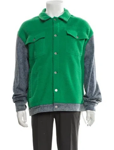 Pre-owned Pleasures Fried Trucker Colorblock Pattern Jacket In Green