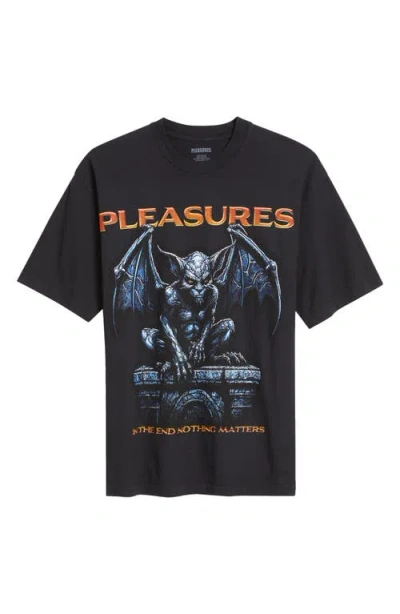 Pleasures Gargoyle Cotton Graphic T-shirt In Black Edge