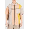 Pleasures Garner Regular Fit Zip Front Short Sleeve Shirt In Peach