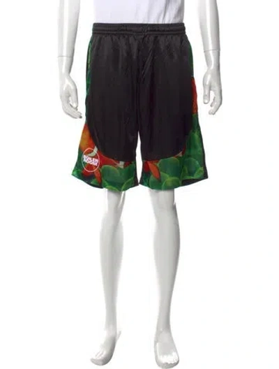 Pre-owned Pleasures Graphic Print Athletic Shorts In Black