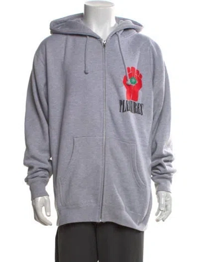 Pre-owned Pleasures Graphic Print Crew Neck Hoodie In Grey