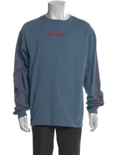 Pre-owned Pleasures Graphic Print Crew Neck T-shirt In Blue
