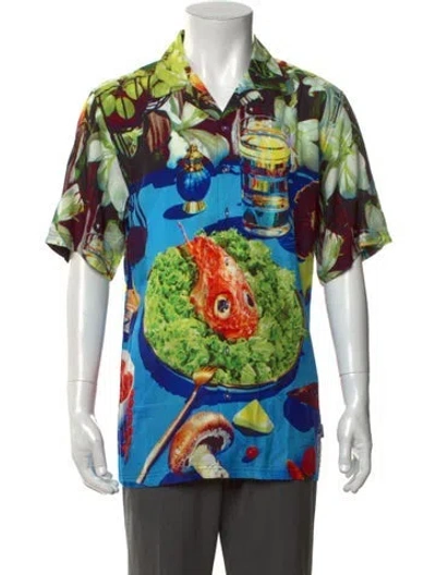 Pre-owned Pleasures Graphic Print Short Sleeve Shirt In Green