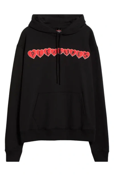 Pleasures Grin Heart Graphic Hoodie In Black
