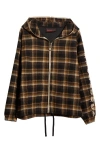 Pleasures Groove Plaid Zip Poncho Hoodie In Brown