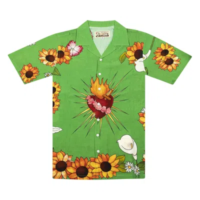 Pre-owned Pleasures Heart Button Down 'green' | Men's Size S