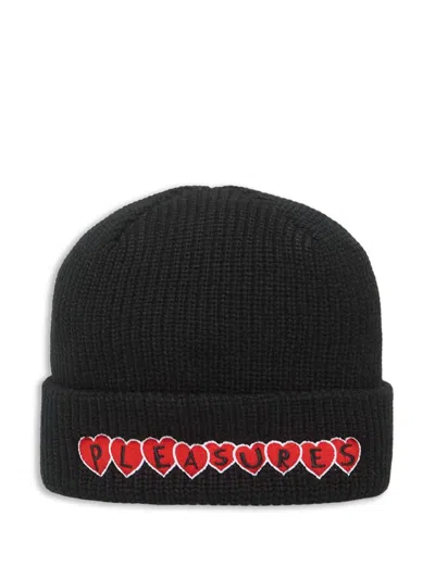 Pleasures Hearts-motif Beanie Hat In Black
