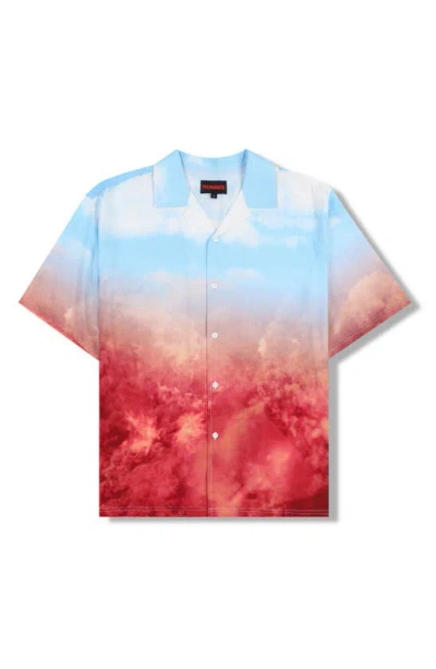 Pleasures Heaven & Hell Relaxed Fit Camp Shirt In Sky Blue