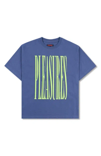 Pleasures Heavyweight Stretch Logo Graphic T-shirt In Navy