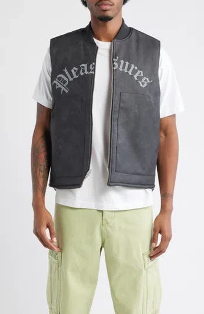 Pleasures Horns Reversible Faux Leather Vest In Red / Black