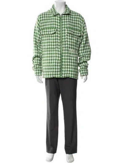 Pre-owned Pleasures Houndstooth Print Jacket In Green