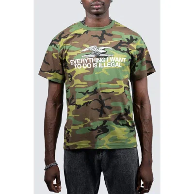 Pleasures Illegal Camo Print Graphic T-shirt In Green