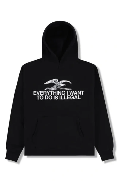 Pleasures Illegal Graphic-print Drawstring Hoodie In Black
