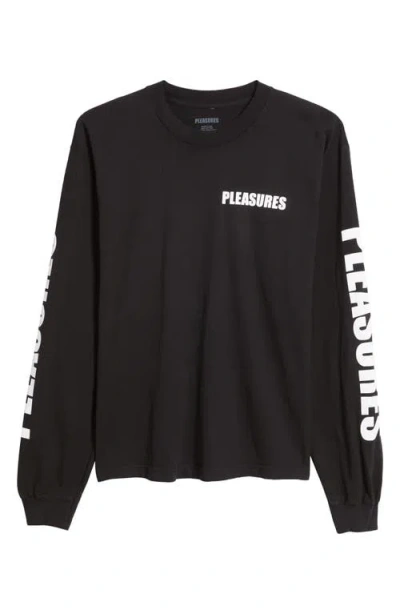 Pleasures Impact Staff Long Sleeve Cotton Graphic T-shirt In Black