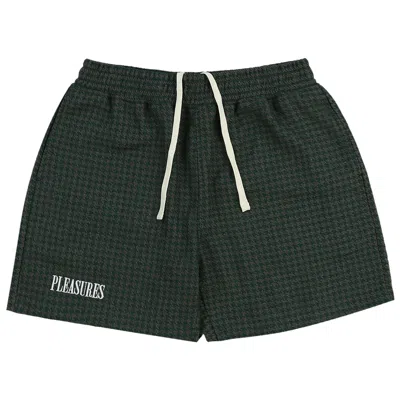 Pre-owned Pleasures Intercept Houndstooth Shorts 'forest Green'