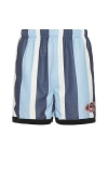 Pleasures Stripe Panelled Shorts In Blue