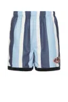 Pleasures Stripe Panelled Shorts In Blue